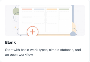 TOW project template picker focused on the Blank template card.