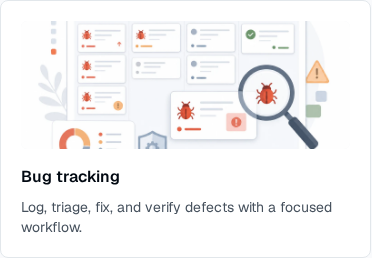TOW project template picker focused on the Bug Tracking template card.