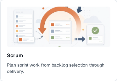 TOW project template picker focused on the Scrum template card.